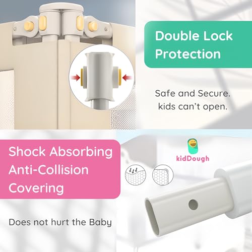 Image of KidDough Bed Rail Guard for Kids Safety Bed Rail for Baby Safety (6.25ftX5ftX6.25ft - 3 Sides, Off-White)