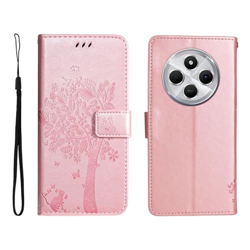 Coque Xiaomi Redmi 14C motif papillon en relief or rose - 3