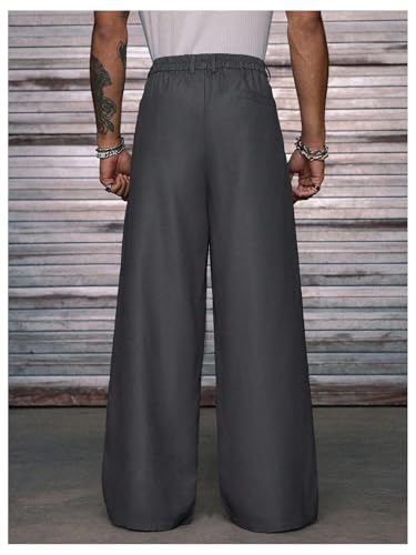 Verdusa Men's Cross Print Wide Leg Dress Pants Streetwear Baggy Trousers with Pockets2