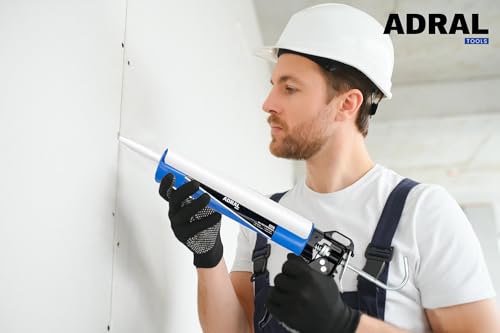 Image of 9-Inch Lightweight Caulking Gun with Aluminium Handle | 10:1 Thrust Ratio | Spot Welded Barrel | Hardened Brackets | Steel Comfortable Grip | Welded End Caps | 425g