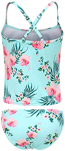 Image of Girls Two Piece Tankini Swimsuits Hawaiian Ruffle Bathing Suit Summer Beach Swimwear Set