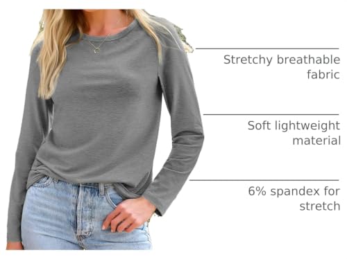 Image of AUTOMET Women's Long Sleeve Crewneck Shirts Casual Basic Tops