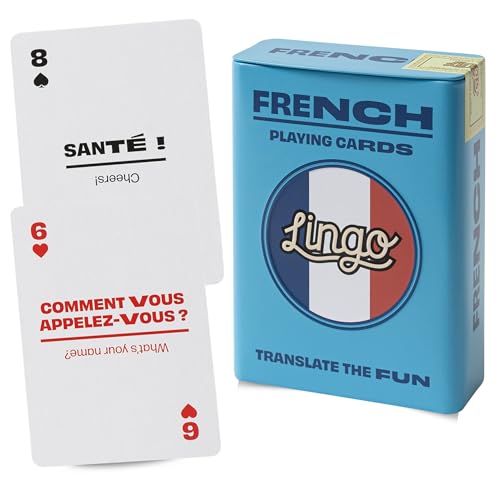 Lingo Baraja de Cartas Póker en Lata Premium para Aprender Francés