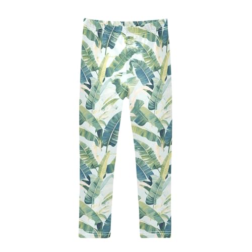 KLL Tropical Banana Leaf Girls Legging Comfortable Full Length Athleisure Pants Sports