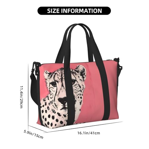 Laptop Tote Bag for Women Work - Pink Cheetah Art Gym Bag for Women Men, Personal Item Crossbody Travel Bags Carry On, Overnight Weekender Bags for Women Travel2