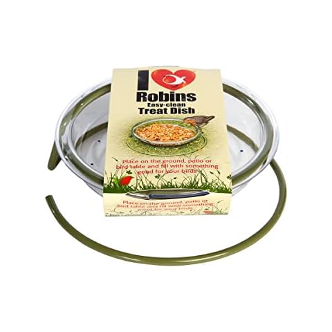 Jacobi Jayne I Love Robins Easy Clean Treat Dish, Ground Bird Feeder, Metal, Green Cover