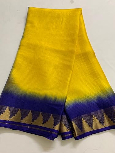 Image of Women's Bhagalpuri Pure Kota Doria Silk Net Saree With Temple Zari Border and Running Blouse Piece
