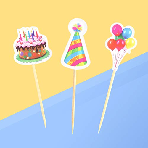 BESTOYARD 3 peças de topos de cupcake, bolo, bolo, decoração de cupcake, festa de aniversário, palit