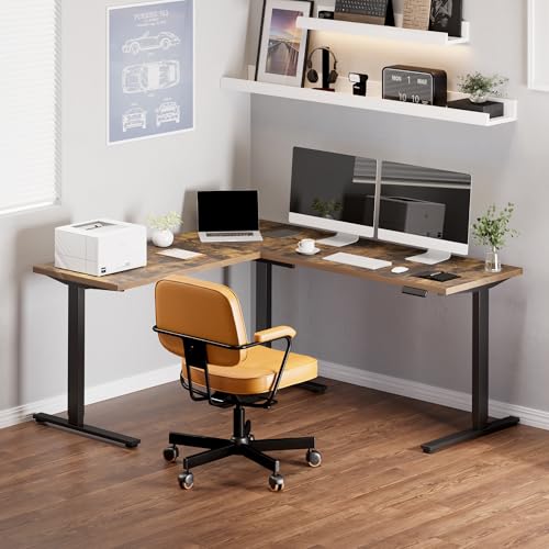 Image of SANODESK 71 inch Reversible L-Shaped Electric Standing Corner Computer Desk