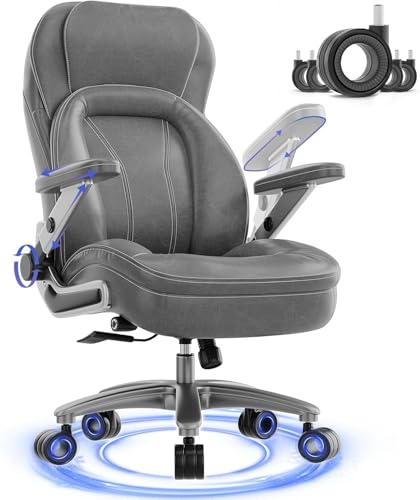 CoziCradle Big and Tall Office Chair, 600lbs Heavy Duty Desk Chair with 5D Arms, Adjustable Lumbar Support & Height, Tilt Function, PU Leather High Back Ergonomic Executive Computer Chair