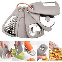 5 Pack Kitchen Gadgets Set,Cheese Grater, Bottle Opener, Fruit Vegetable Peeler, Pizza Cutter, Garlic Ginger Grinder,Stackable Cooking Tools Space Saving for Kitchen.