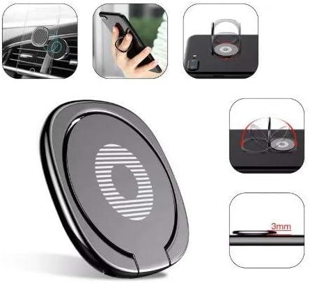 EUNA - Smartphone Mobile Phone Finger Ring // Stand Phone Attachment (Metal - Ferrous Alloy) - Metal Finger Ring - Slim - Compatible with Magnetic Phone Mount (Seller - EUNA)