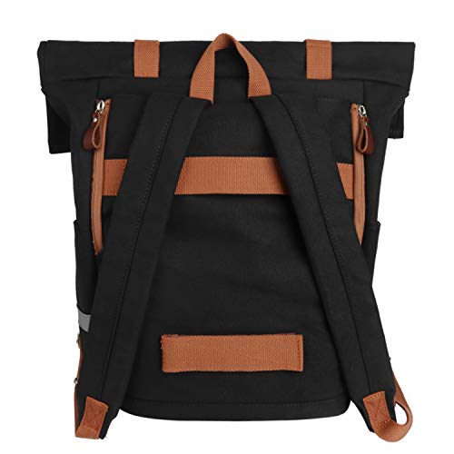 Tourbon Black Canvas Backpack Convertible Panniers Bike Rear Rack Bag Travel Bicycle Commuting Back Pack Grocery Shopping Carrier For Cycling Hiking School Motorcycle #TOP1