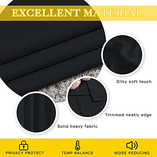 NICETOWN Black Out 144 inch Curtain for Sliding Glass Door, Grommet Thermal Insulated Sound Reducing Window Treatment Wide Draperies for Bedroom/Living Room, W80 x L144, 1 Panel