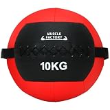 MUSCLE FACTORY メディシンボール 10kg ソフト トレーニング ボール ウエイトボール 体幹 筋トレ 陸上 球技 フィットネス 筋トレ器具 取っ手改良 陸上 野球 ゴルフ 単品 (レッド)