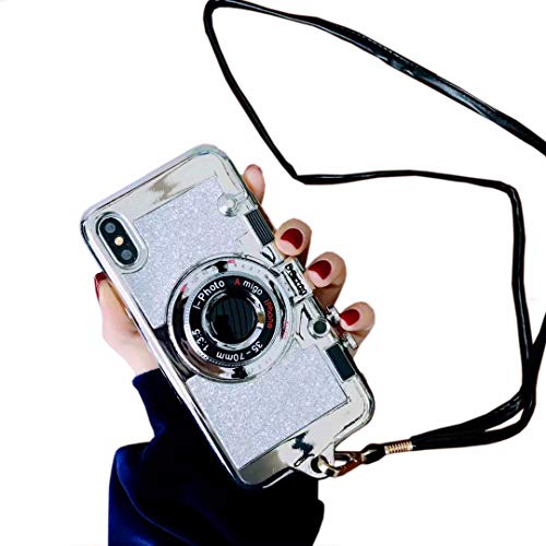 MeiQing 3D Case for iPhone Xs Max Vintage Style Camera Design Case with Long Strap/Screen Protective