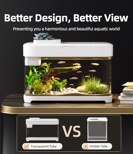 Image of Smart Fish Tank Aquarium 3 Gallon with Heater, Temperature Monitor, 3 Stage Filtration, 8 Color Lighting, Aquarium Siphon, Small Betta Tank Kit, Acrylic