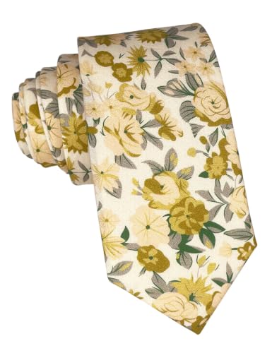 Image of Kebocis Mens Skinny Cotton Floral Tie for Men