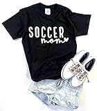 Game Day Shirts Women Soccer Mom Volleyball Graphic Tee Cotton Short Sleeve Gift Sports Mothers T-Shirt (Soccer Black Med)