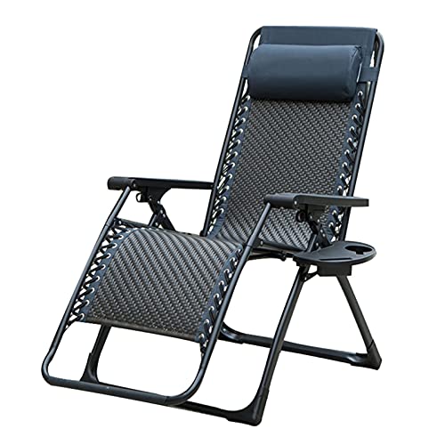 Chaise longue pliante réglable anti-encombrement grise de camping