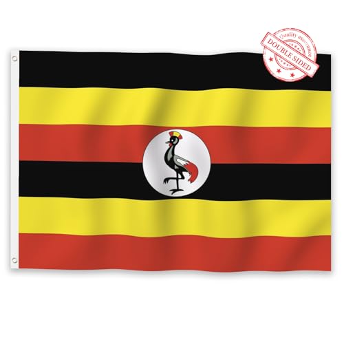 Drapeau ougandais double face premium 180x300cm finitions oeillets solides pour exterieur