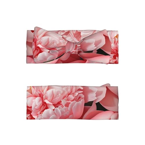 peony flowers blossom Prints Baby Bow Headband Super Stretchy Soft Bows Hair Accessories for Newborn Infants Toddlers Kids Girls2