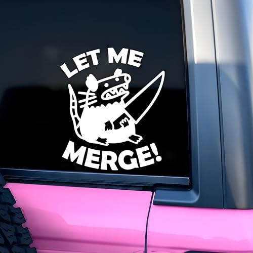 Image of Let Me Merge Car Decal Funny Possum Humor Adult Possum Lovers Car Mirror Decals Accessories Affirmations Funny Vinyl Waterproof 8 Inches Bumper Decal Gifts for Mom Dad Friend Coworker