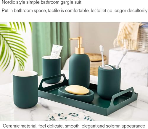 Ensemble d'accessoires de salle de bain 5 pièces kit accessoires de bain vert - 4