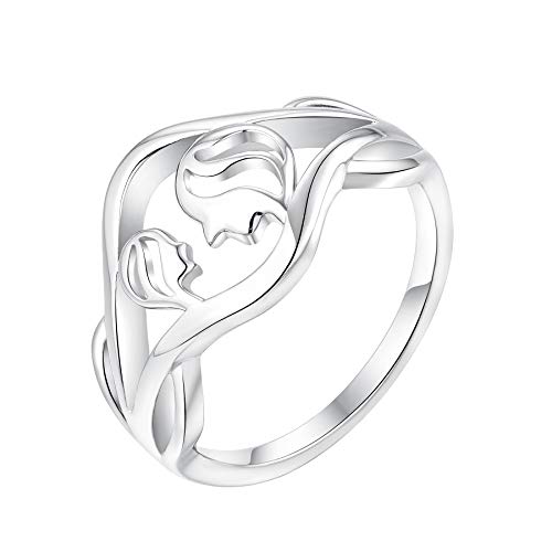 YL Mutter und Tochter Ring 925 Sterling Silber Mutter Ring Geschenke für Mama Damen  Größe 60