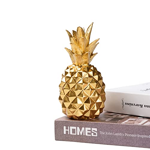 Estatua de Piña de Resina Dorada Moderna 3.9x3.9x7.8 in miniatura 4