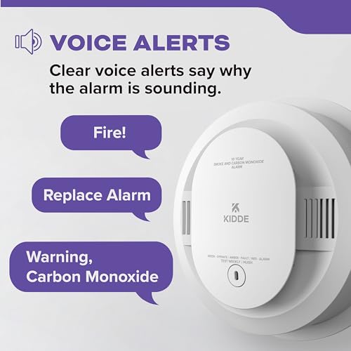 Image of Kidde Smoke and Carbon Monoxide Detector, Hardwired with 10-Year Battery Backup, Voice Alerts, LED Status Lights, Interconnected, 85 dB Alarm, 5 inches, 30CUA10-V, 3 Pack