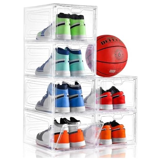 Aliscatre Shoe Boxes Clear Plastic Stackable, 6 Pack Shoe Organizer for Closet, Shoe Storage Boxes for Women/Men, Shoe Containers for Sneaker Display, Fit up to US Size 12(13.4”x 9.8”x 7.1”)