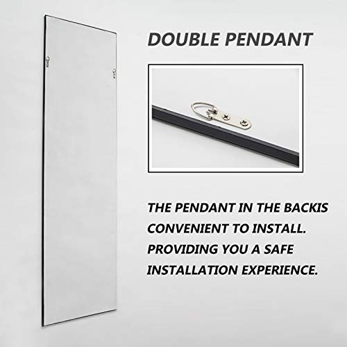 Fanyushow Dressing Mirror, Modern, Full Length, Rectangular And Wall-Mounted Door Mirror, Easy To Assemble, Used For Full Body View [Black, 50" X 14"] #TOP5