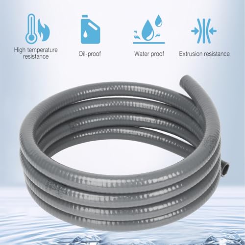 HOXHA 1/2 Inch 10 Ft Electrical Conduit Kit AC Whip Kit Flexible PVC Non Metallic Liquid Tight Conduit, Electrical Wire Conduit Pipe with Straight and 90-Degree Conduit Connector Fittings - Thumbnail 5