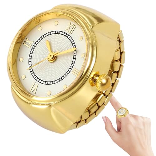 Ring Watch - Mini Finger Timepiece Small | Creative Clock Ring Adjustable Lightweight Stylish Wearable Accessory Portable Fashio