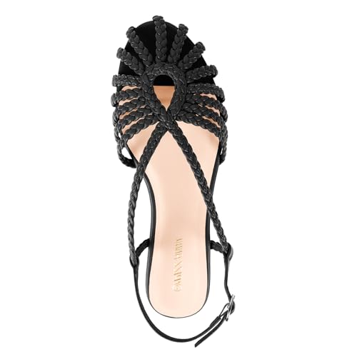 PIZZ ANNU Women's Sophia Braided Flat Sandals, Black 6.5 by PIZZ ANNU - Image 7