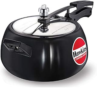 Hawkins Contura Black 5 Litre Pressure Cooker, Hard Anodised Cooker, Handi Cooker, Black (CB50)