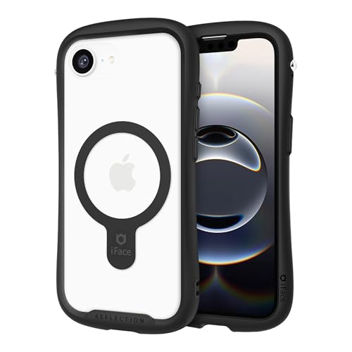 Coque iPhone 16e et 17e iFace transparente en verre trempé noir MagSafe