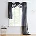 HLC.ME Charcoal Grey Sheer Voile Window Curtain Swag Scarf - Valance - Fully Stitched and Hemmed - 55 x 216 inch Long