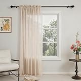 GFCC Cortinas Translucidas Salon 1 Piezas Visillos Beige Dormitorio para Ventanas Habitacion Comedor Cocina,Modernas Cortinas Transparente de Suave 150x260 cm