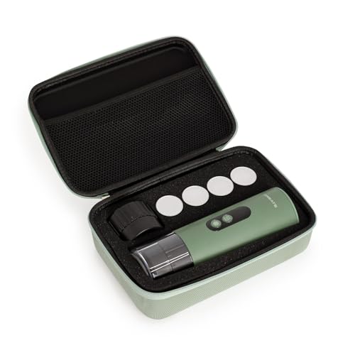 CREATE / THERA MOVE/Cafetera express portátil con funda de transporte para cápsulas y café molido verde sage/Preparación en frío y en caliente, 15 bar, capacidad de 80ml, 150W