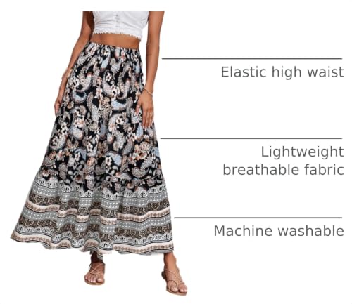 Image of CFLONGE Summer Maxi Skirts for Women 2026 Trendy Floral A Line Boho Skirt