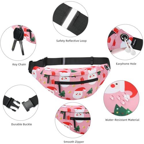 MAXTOP Large Fanny Pack with 4-Zipper Pockets, Christmas Gifts for Enjoy Festival Sports Workout Traveling Running Casual Hands-Free Waist Pack Crossbody Phone Bag Carrying All Phones (Santa Claus,) - Thumbnail 4