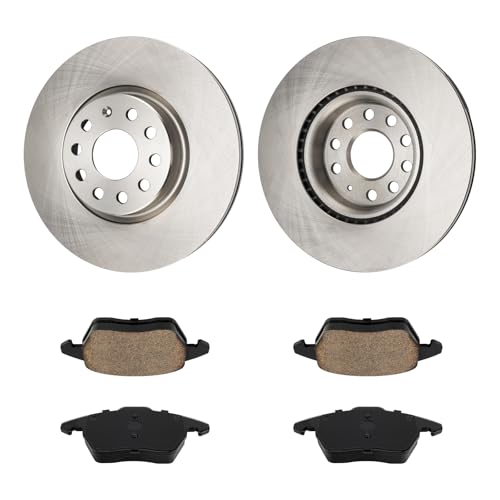 Image of KAX Front Brake Kit Fits Volkswagen Jetta 2005-2014, CC 2009-2012 | OE Brake Rotors and Ceramic Brake Pads for Volkswagen Eos 2007-2012, Volkswagen GTI 2006-2010, Audi A3 2006-2013