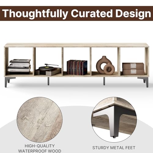 BVIUNTWO Classic TV Stand for TVs up to 75 inch,Entertainment Center TV Console with Open Storage and Metal Base,Media Console for Living Room - Thumbnail 5