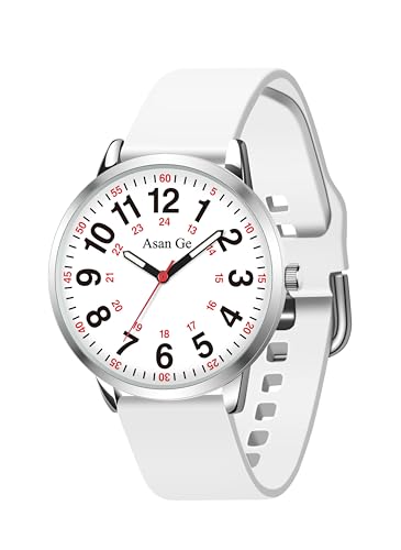 Asan Ge 40MM 3ATM Waterproof Wear Resistant Anti-Scratch White Analog Nurse Watch 12/24 Hour...