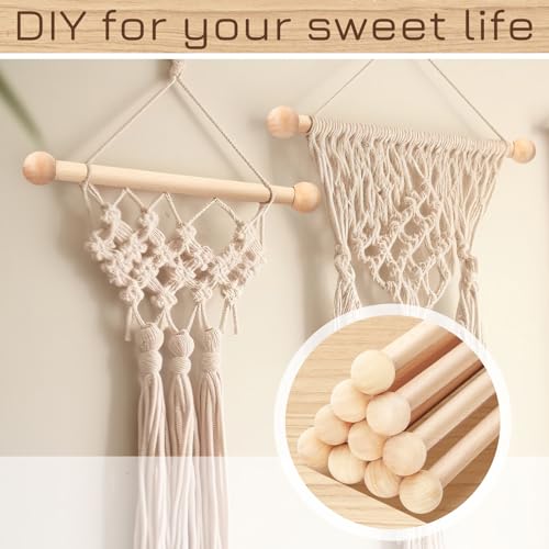 Lineshading 10 Pcs 1/2 x 13 Inch Wooden Dowel Rods Round Unfinished Natural Wood Stick Wood Dowels for Crafting Arts Macrame and DIY Projects Wedding Ribbon Decorating Wand