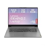 Lenovo IdeaPad 3 Laptop | 17.3' Full HD Display | AMD Ryzen 5 | 8GB RAM | 512GB SSD | AMD Radeon Grafik | Windows 11 | QWERTZ | Artic Grau | Kameraschutzabdeckung | 3 Monate Premium Care