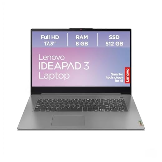 Lenovo IdeaPad 3 Laptop | 17.3" Full HD Display | AMD Ryzen 5 | 8GB RAM | 512GB SSD | AMD Radeon Grafik | Windows 11 | QWERTZ | Artic Grau | Kameraschutzabdeckung | 3 Monate Premium Care