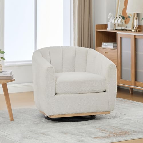 Sillón Giratorio Chenille Blanco Cómodo miniatura 3